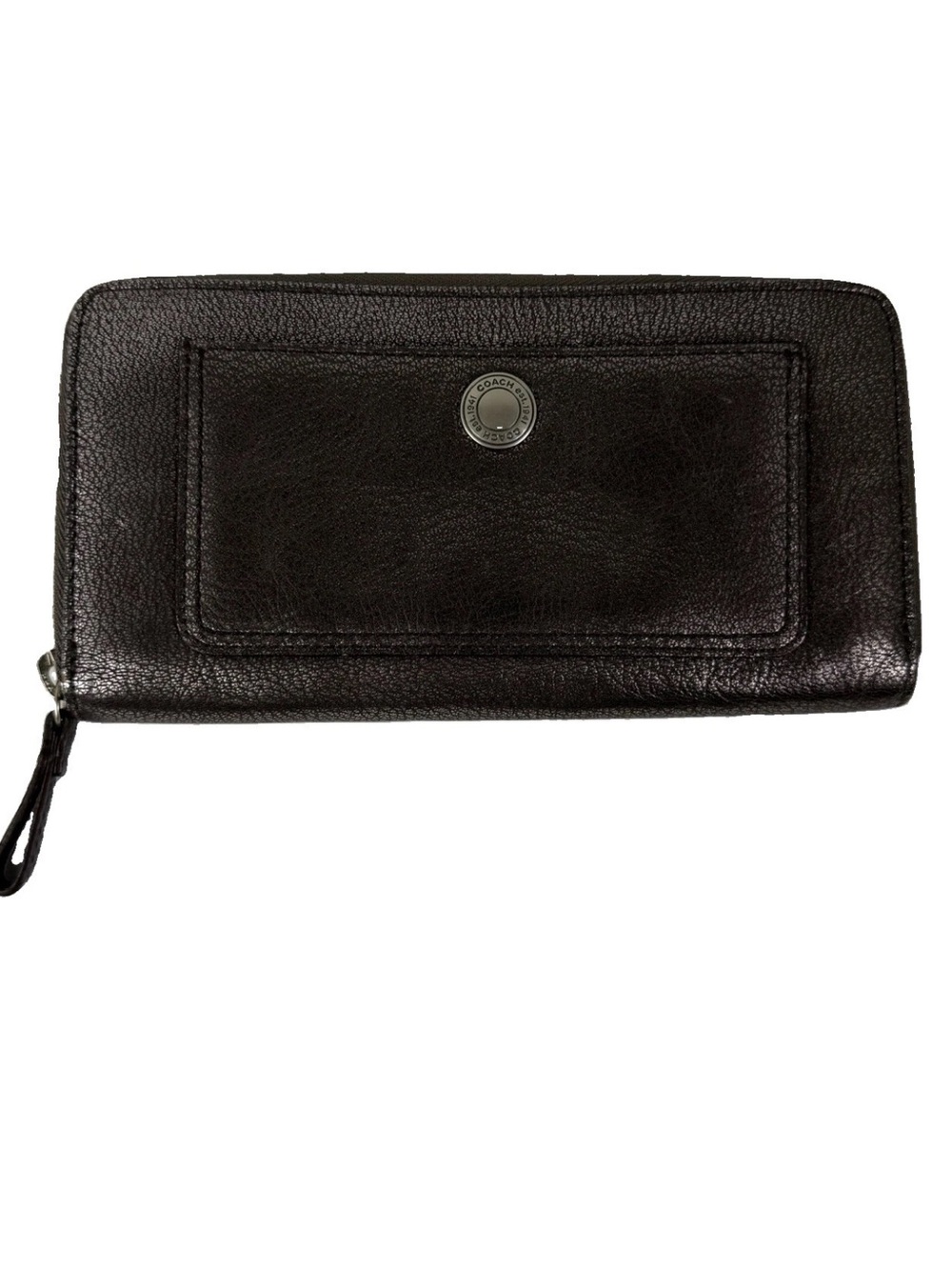 Coach Chelsea Metallic Leather Zip Around Credit Card Long Wallet Cell Phone Fit